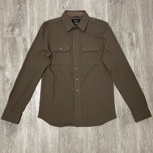 BYLT Shirt Mens Medium Brown Coastal Overshirt Button Premium Basics Long Sleeve